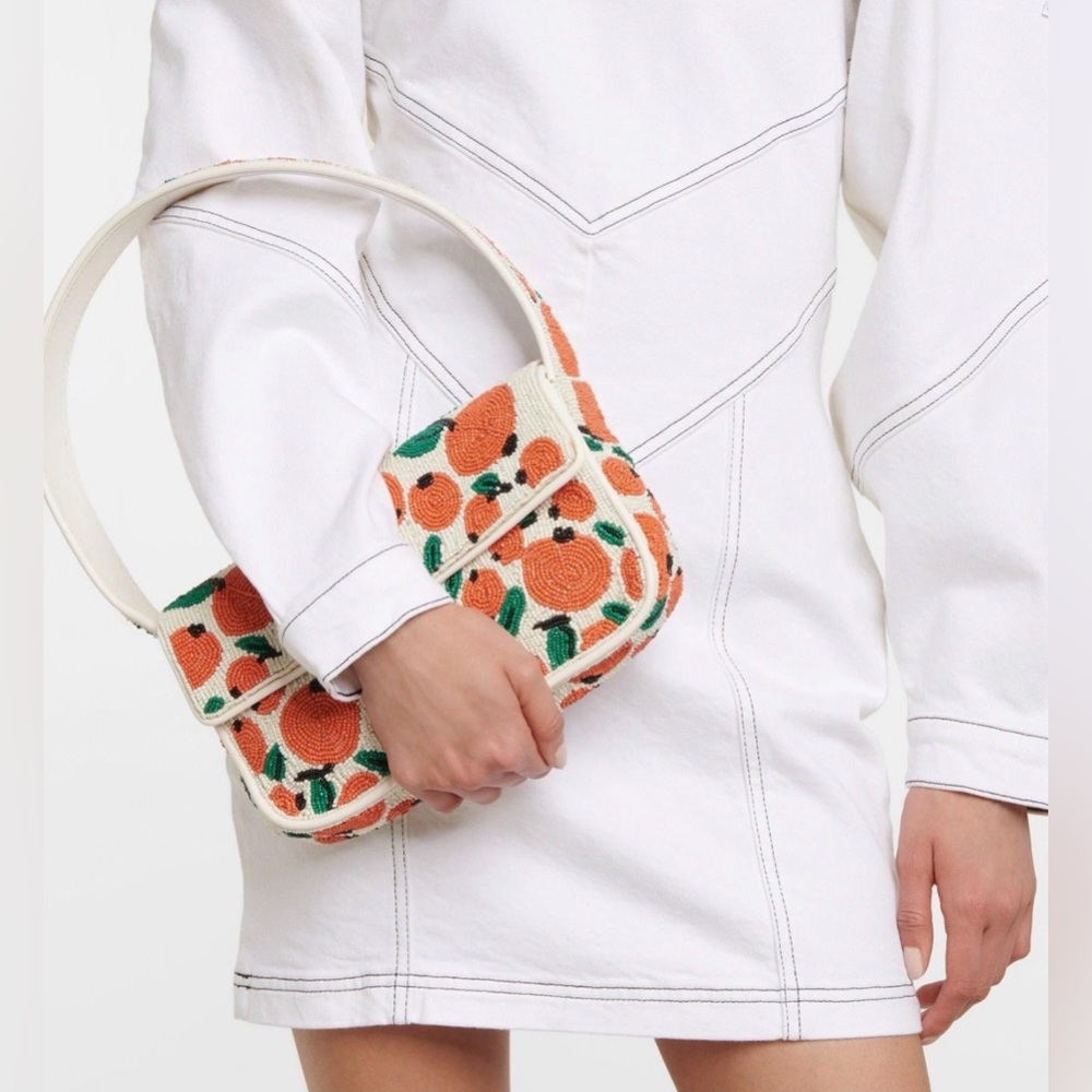 NWT STAUD Tommy Beaded Shoulder Bag Oranges Limited Edition - Picture 4 of 14